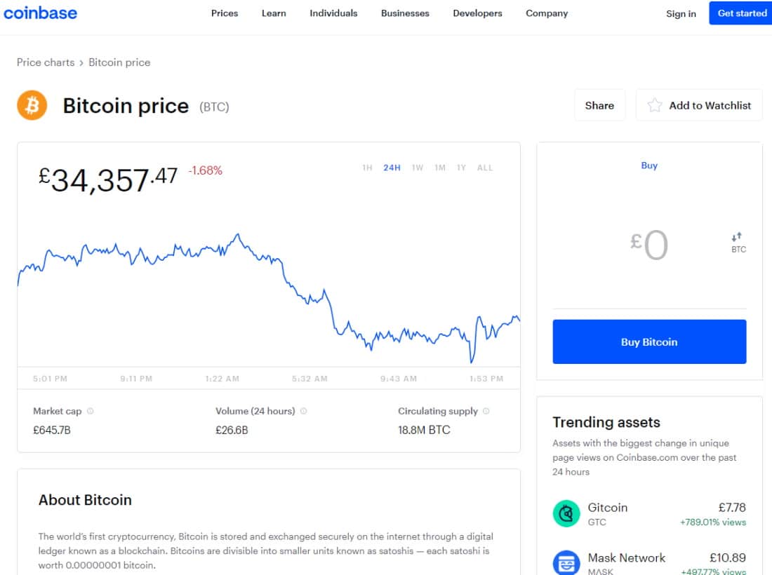 Buy Bitcoin on Coinbase