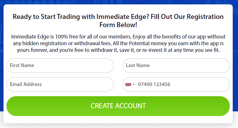 Immediate Edge - Create an Account